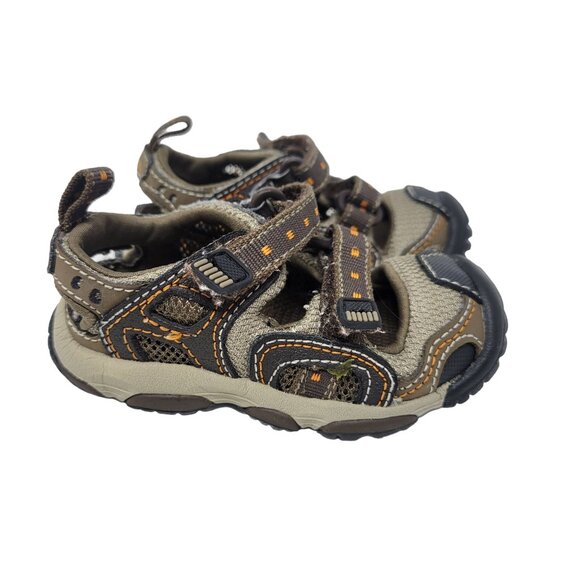 StrideRite Baby Boys 4M NMS Ogden Leather Sandals Hook & Loop Closure - Picture 1 of 10